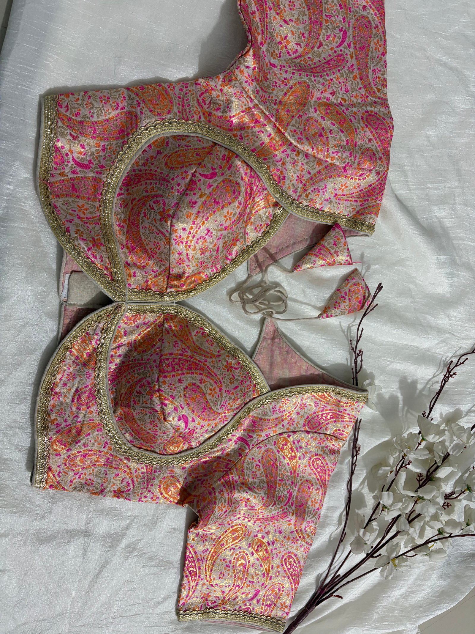 Designer silk brocade blouse