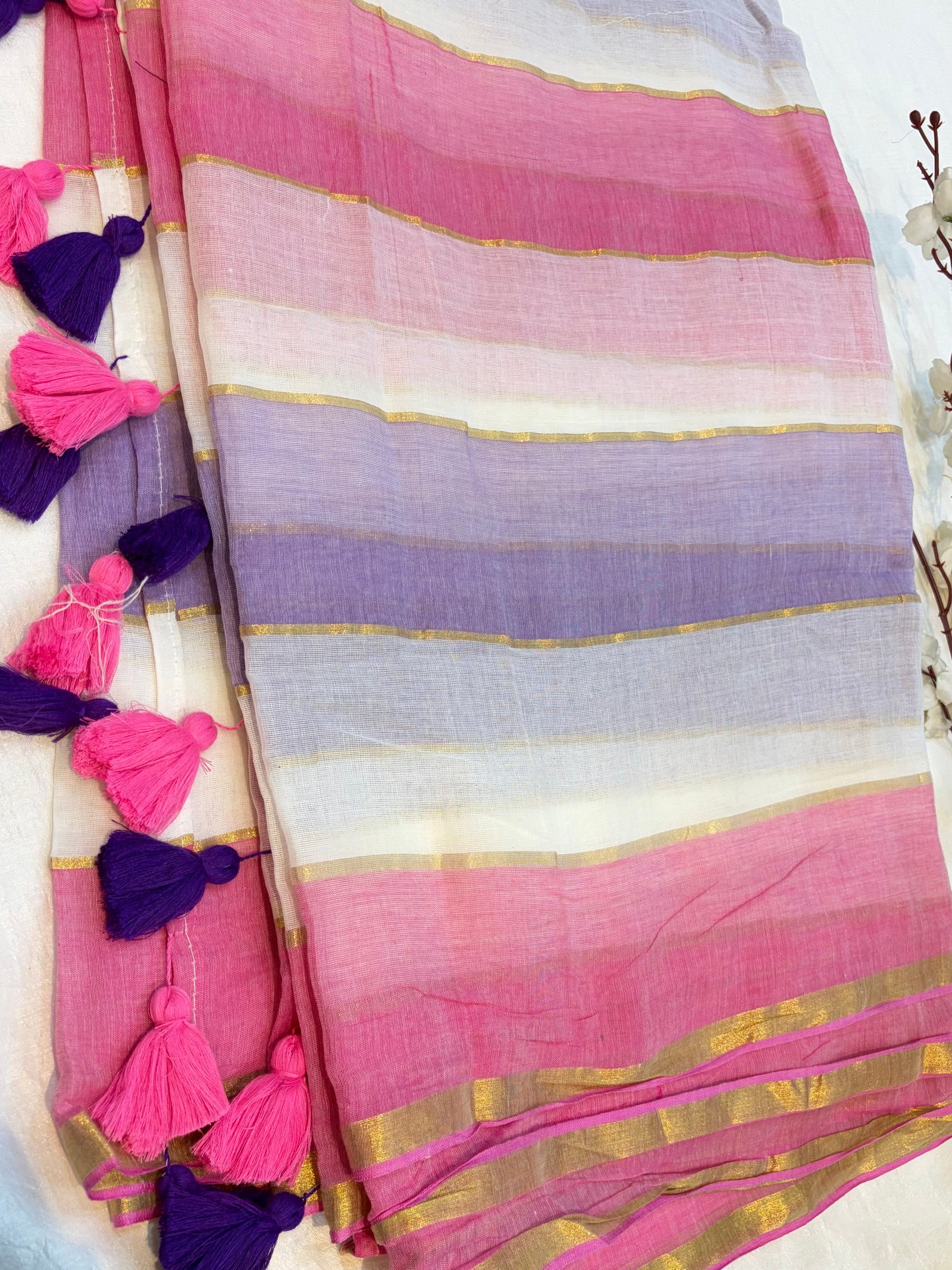 Mul Cotton Stripes Saree